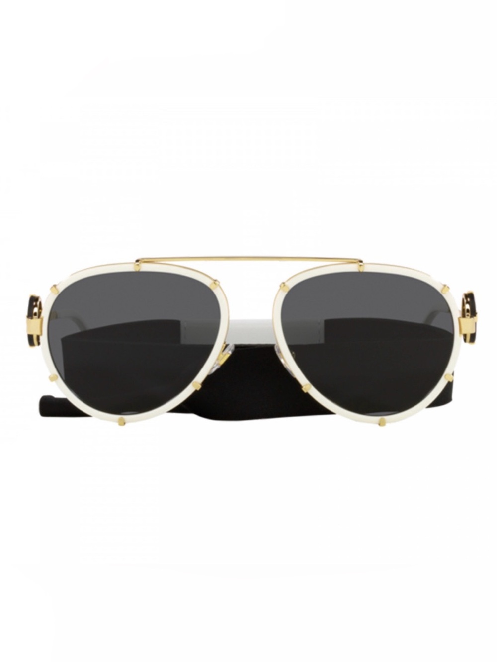 New Versace VE2232 147187 White and Gold Aviator Sunglasses Authentic - Picture 9 of 15